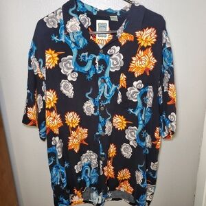 Vintage Ocean Current Hawaiian Shirt japanese style Size Large L Rayon